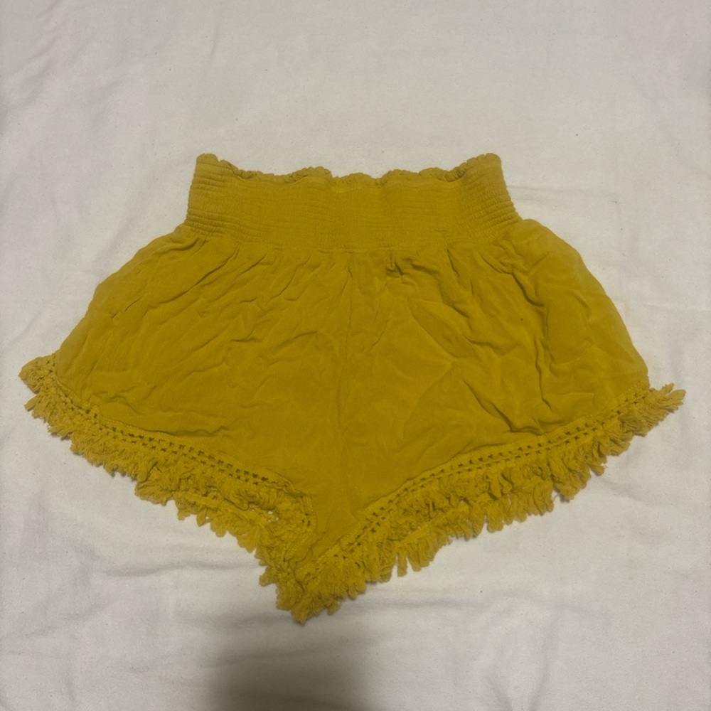 Forever 21 Mustard High Waist Ruffle Shorts